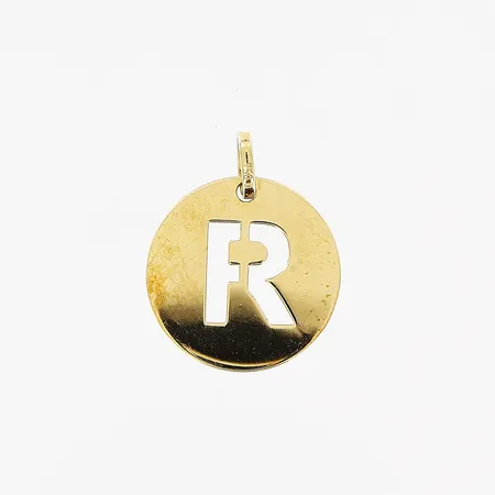 Hänge, bokstaven "R", 20x16mm, 18K.  Vikt: 0,8 g