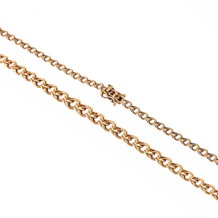 Collier Bismarck i 18K guld. Den är 51 cm lång, 3,3 - 5,8 mm bred och väger 12,1g. Kistlås. Stämplad GFAB, 750. 