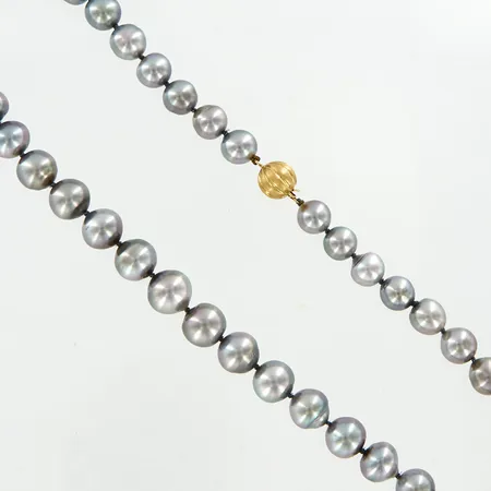 Collier doserat med tahitipärlor Ø 9-11mm, något barocka, 41cm, JKa, kullås 14K,  Vikt: 49,8 g