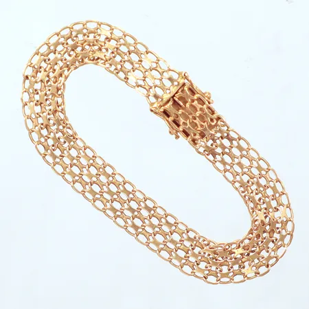Armband X-länk, längd 17,5cm, bredd 9,7mm, Ekström Aktiebolag D, år1968, defekt trasig länk, 18K Vikt: 10,3 g
