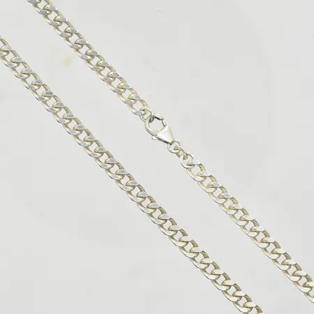 Kedja Pansar, längd 45½ cm, bredd 5 mm, Guldfynd AB, 925/1000 silver. Vikt: 27,4 g