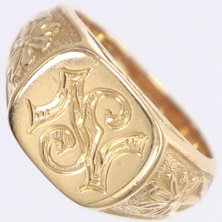 Klackring, monogram "NS", stl 17¾, bredd 4-11mm, gravyr, 18K Vikt: 10 g
