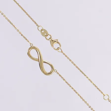 Halscollier, evighetstecken, ställbar längd 42,5/45,5cm, bredd 1-6mm, liten knut på kedjan, 18K Vikt: 1,8 g