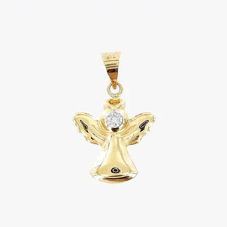 Hänge 17x10mm, ängel, diamant 0,005ct, 8/8-slipad, GHA, 18K Vikt: 0,2 g