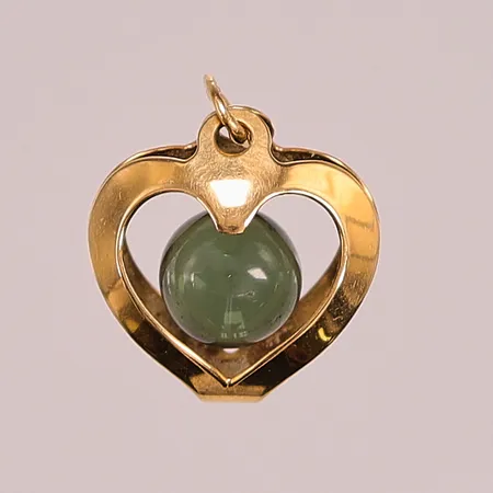 Hänge, 15mm, grön sten, 18K 1,6g.