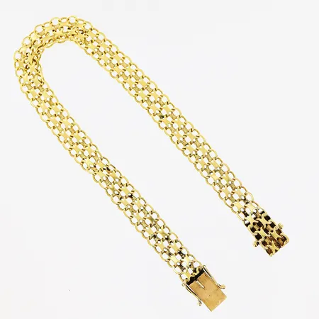 Armband X-länk, 19,2cm, bredd 7mm, klämmskador på länkdelar, 18K Vikt: 10,4 g