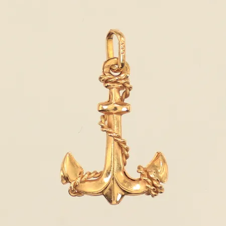 Hänge med dekor, ankare, längd inkl ögla ca 21mm, bredd ca 2-14mm, 18K Vikt: 0,9 g