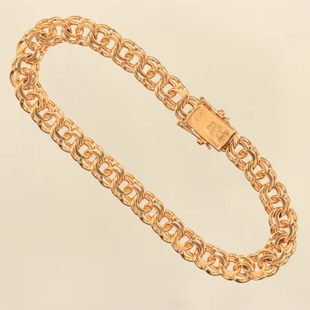 Armband Bismarck, längd 19cm, bredd 7mm, Snarberg Jack Stockholm 1967, 18K  Vikt: 19,4 g