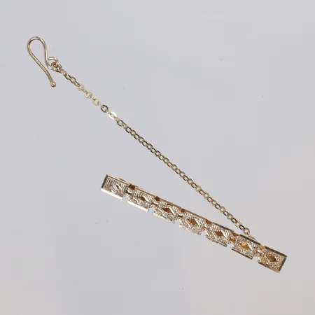 Slipsklämma med säkerhetskedja, 50x5mm, 18K  Vikt: 6,7 g
