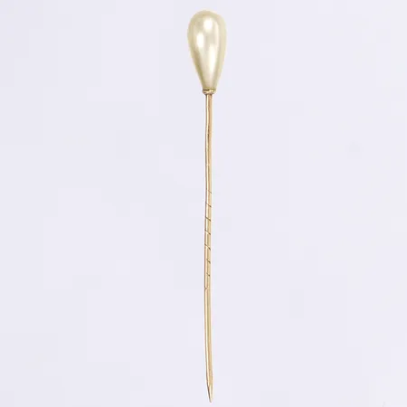 Slipsnål med imitationspärla, 5,5cm, 18K Bruttovikt: 1g Vikt: 1 g