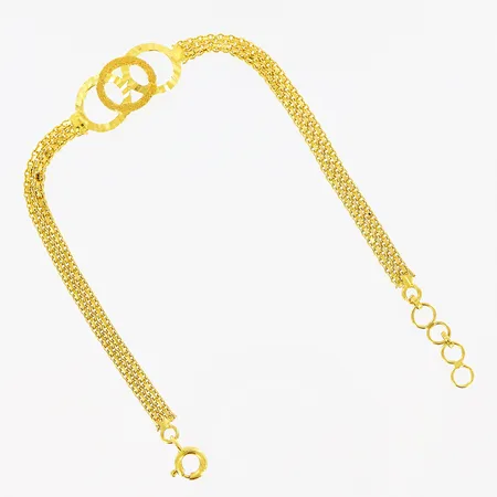Armband, 18-19,5cm, bredd 4-11mm, skevheter, 21K. Vikt: 5,4 g