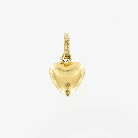 Hänge, hjärta, 16x8,5mm, ihålig, smärre repor, 18K.  Vikt: 0,4 g