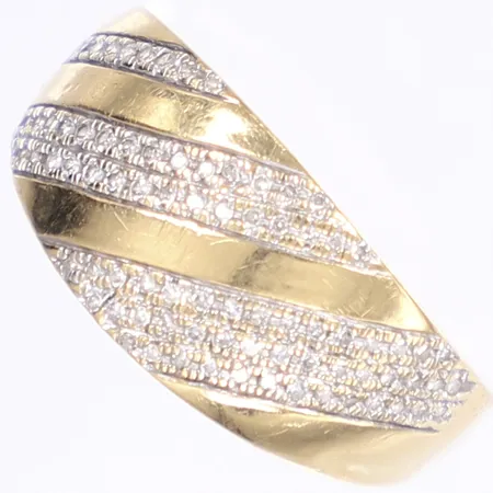 Ring med diamanter totalt 0,23ctv enl. gravyr, stl 19, bredd 2-10mm, 18K Vikt: 3,1 g
