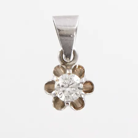 Hänge med diamant ca 0,20 ct, ca 12mm, vitguld, 18K Vikt: 0,6 g