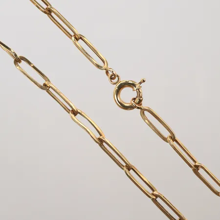 Halskedja, längd 46cm, bredd 5mm, bucklor på lås, 14K Vikt: 7,2 g
