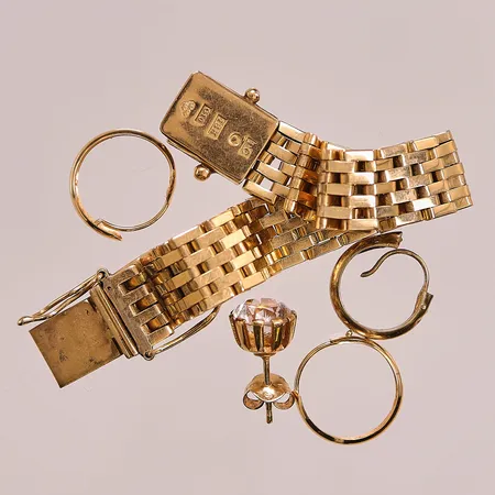 Diverse guld, defekt/slitet, 18K 32,3g.