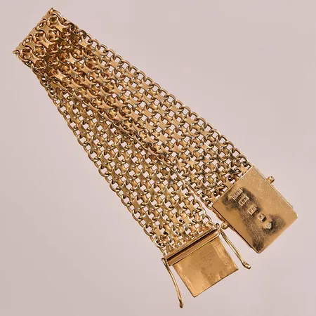 Armband x-länk, 17cm, bredd:16mm, 18K 32,9g.