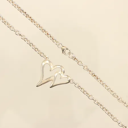 Collier Ankar med hjärta, längd 45cm, bredd 4-25mm, Sahara, 925/1000 silver  Vikt: 18,5 g