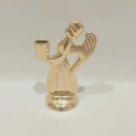 Ljusstake, Skultuna, Skyddsängel, Carl-Einar Borgström, höjd ca 9cm, nr Y10, mässing, repig. 
