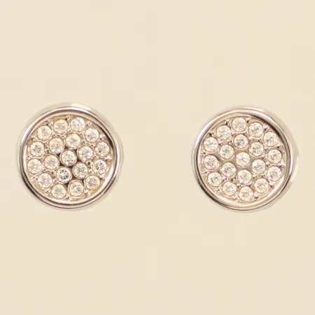 Ett par örhängen med vita stenar, Ø7,4mm, vitguld, Guldfynd, 18K Vikt: 0,6 g