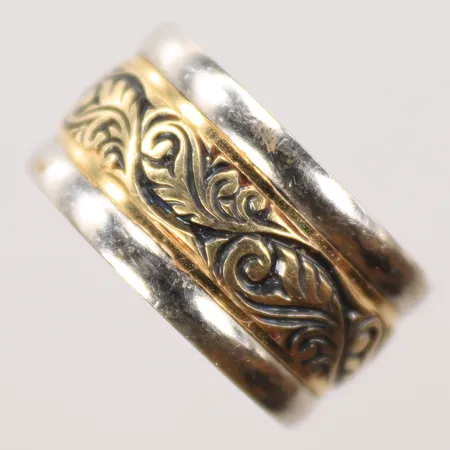 Ring stl 19½, bredd 11mm, rödguld/vitguld, 14K Vikt: 7,5 g