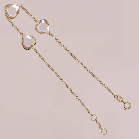 Armband, 17-18cm, vita stenar, 18K 2,7g.