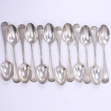 12 kaffeskedar, 10,5cm, tillv. Birks, Kanada, gravyr, silver 925/1000 Vikt: 160,1 g