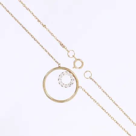 Halscollier med vita stenar, 42cm, bredd 1-17mm, 18K Vikt: 2,9 g