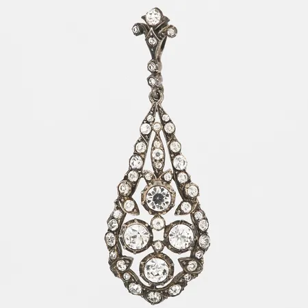Hänge med vita pastestenar, höjd 62mm, bredd 22mm, silver Vikt: 10,9 g