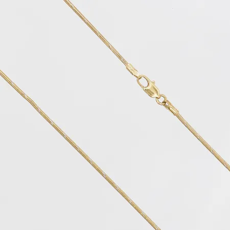 Kedja, Ormlänk, längd: 40 cm, bredd: 1 mm, italienska stämplar, 18K guld. Vikt: 6,3 g