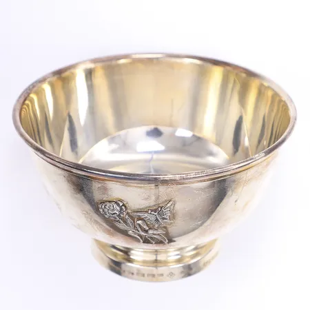 Skål, höjd 8cm, Ø13cm, tillv. Meya Lerible för Mema, Lidköping 1997, numrerad 101/499, silver 925/1000 Vikt: 181,2 g