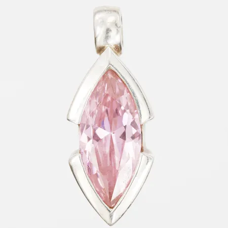 Hänge med rosa kubisk zirkon, höjd 32mm, bredd 13mm, silver Vikt: 7,6 g