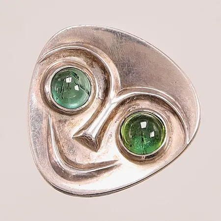 Ring, Atelier Borgila AB, Ø14¾, troligtvis gröna turmaliner, skev skena, 925/1000 Silver 6,3g.