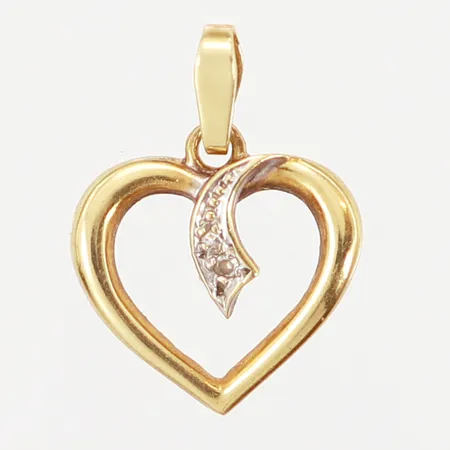 Hänge med vita stenar, hjärta, 12x15mm, 18K Vikt: 1,1 g