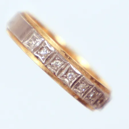 Ring tvåfärgad, diamanter 6x0,01ct, Ø16¾, 18K Vikt: 3 g