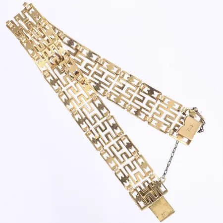 Armband, 19cm, bredd 14mm, defekt kistlås, säkerhetskedja ej guld, 18K Vikt: 16,6 g