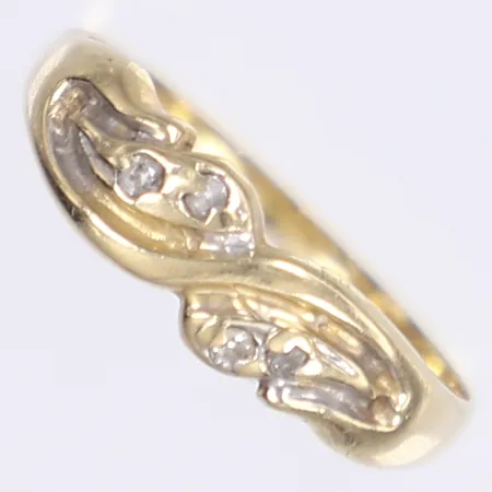 Ring med vita stenar, stl 17, bredd 1-5mm, 14K Vikt: 1,8 g