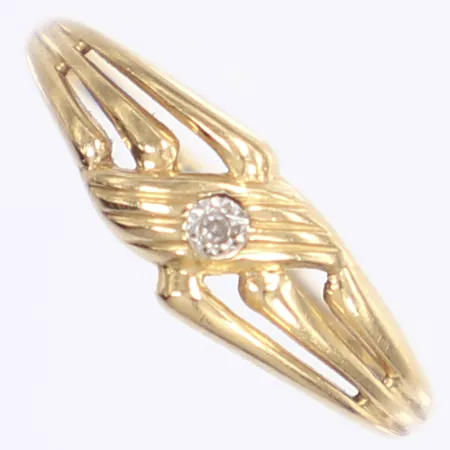 Ring med diamant 1x ca 0,02ct, stl 15¾, bredd 1-6mm, 18K Vikt: 1,3 g