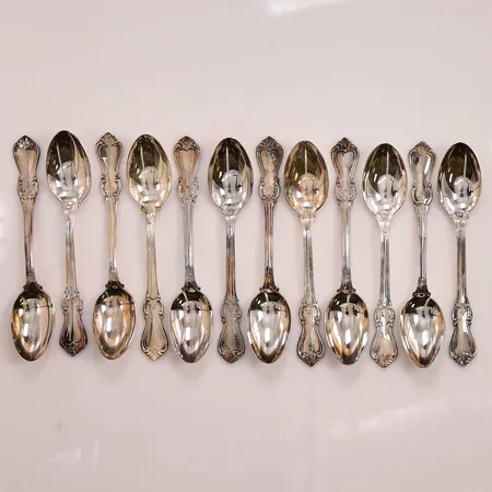 12 Kaffeskedar, 12cm, GAB, schatull, 830/1000 Silver 195,3g.