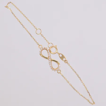 Armband Ankar med integrerat hänge infinity med vita stenar, längd 16cm, bredd 0,5,-5,9mm, GHA, 18K Vikt: 0,9 g