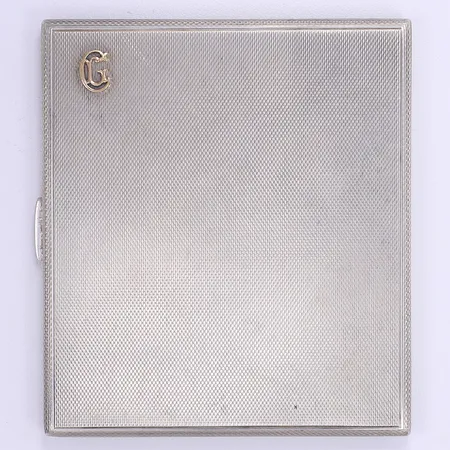 Cigarettetui, 11x9,5cm, monogram i 18K, handarbete tillv. J.L.H., gravyr, silver 830/1000 Vikt: 182,2 g