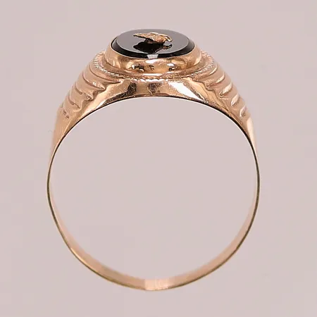 Ring, defekt, svart sten, 14K 2,2g.