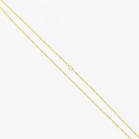 Kedja, Singapore, 50 cm, bredd 2mm, S-lås, skevheter, 22K.  Vikt: 4,9 g