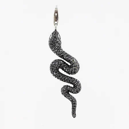 Hänge Thomas Sabo, karbinhake, 58x15, orm med svarta stenar, silver 925/1000. Vikt: 6,5 g
