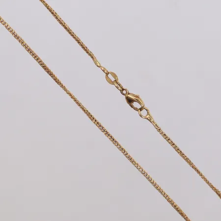 Kedja, rävsvans, 65cm, bredd: 1,3mm, skevheter på länken, italienska stämplar, 18K Vikt: 4,9 g