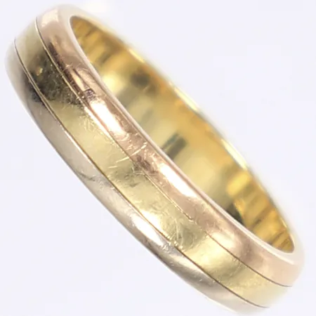 Ring, slät, stl 19, bredd 4,5mm, rödguld/vitguld/roséguld, 18K Vikt: 6,1 g