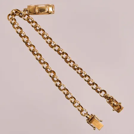 Armband ärtlänk, 19cm, bredd:5mm, 1 berlock "bil", 18K 10,2g.
