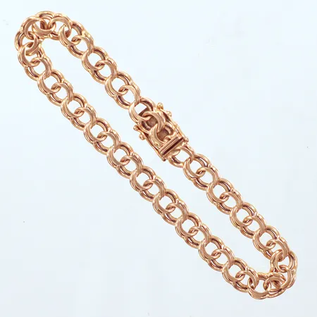 Armband Bismarck, längd 18,5cm, bredd 6,6mm, BEH Bengt Hallberg Guldsmeds AB, år 1974, 18K Vikt: 13,2 g