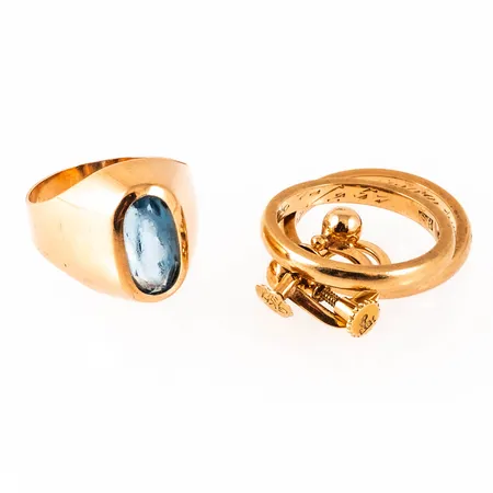 Diverse defekt/graverat guld i 18K. Vikt: 12,8g bto.
