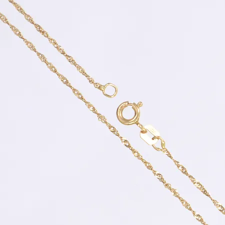 Halskedja, singapore, 41,5cm, bredd 0,5mm, 18K  Vikt: 1,3 g